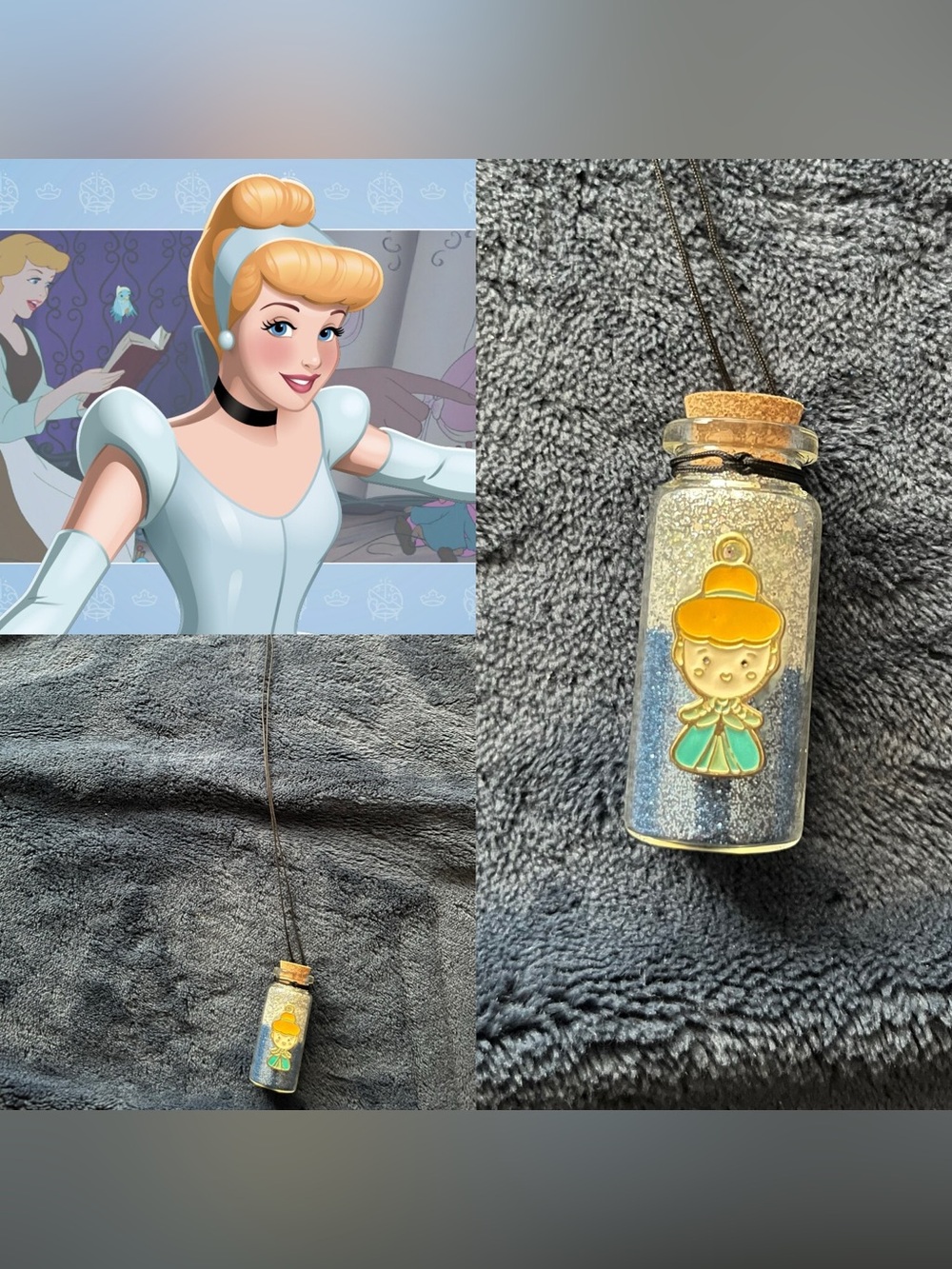 Disney Cinderella Inspired Glass Potion Fairy Bottle Necklace w/ Pendant